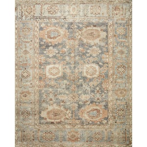 Margot Ocean/Spice 2 ft. 3 in. x 3 ft. 9 in. Bohemian Vintage Printed Plush Area Rug