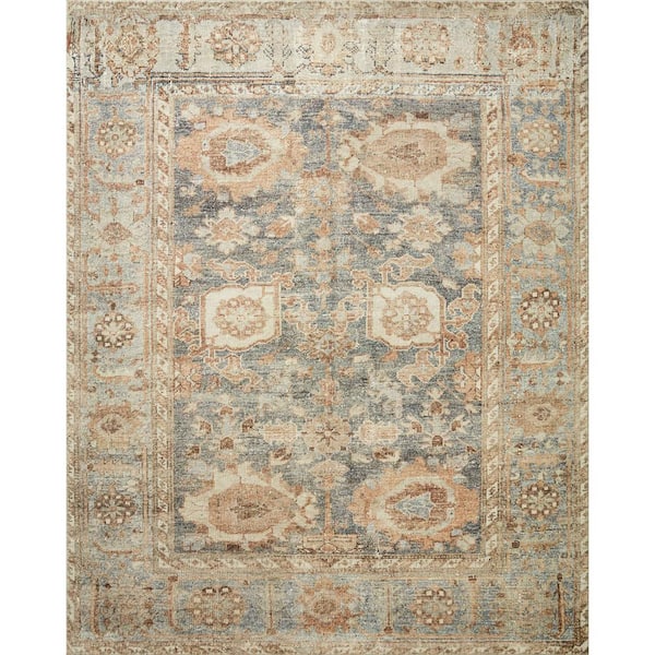 LOLOI II Margot Ocean/Spice 2 ft. 3 in. x 3 ft. 9 in. Bohemian Vintage Printed Plush Area Rug