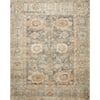 LOLOI II Margot Ocean/Spice 3 ft. 6 in. x 5 ft. 6 in. Bohemian Vintage Printed Plush Area Rug MARGMAT-03OCSQ3656