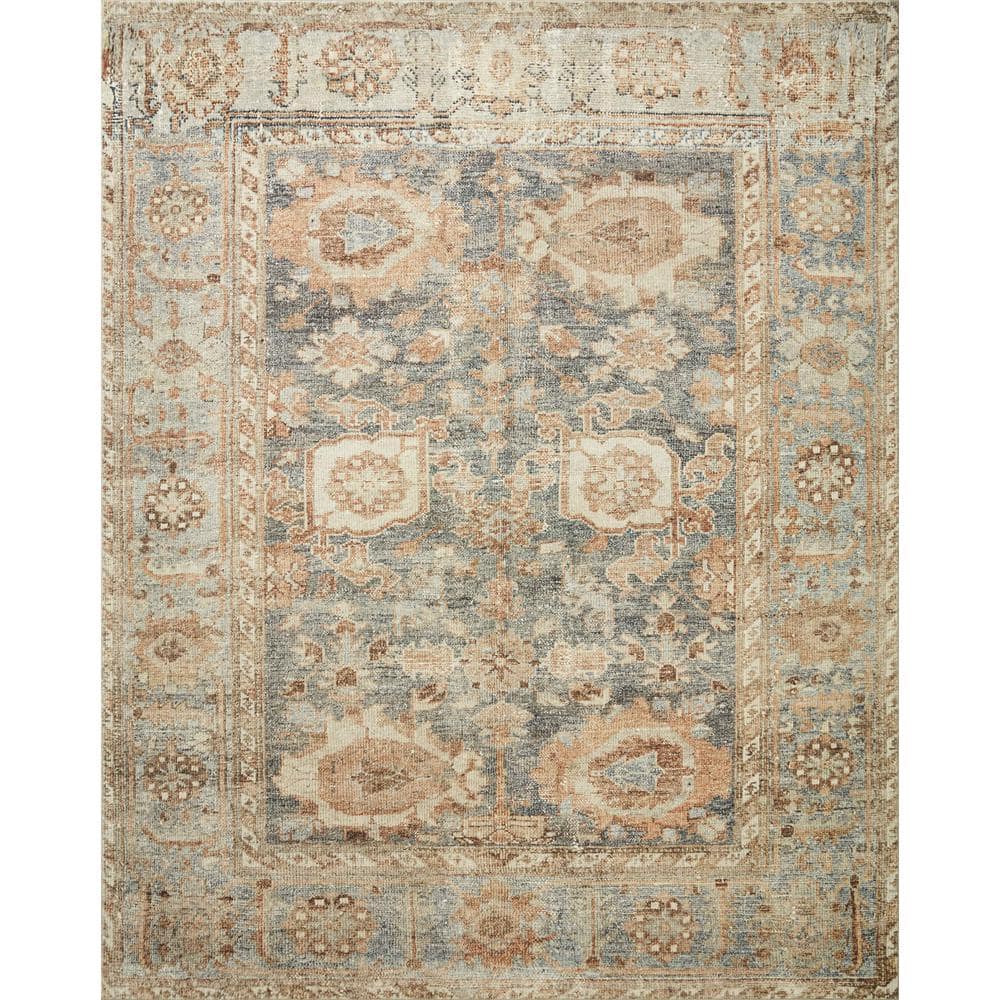 LOLOI II Margot Ocean/Spice 7 ft. 6 in. x 9 ft. 6 in. Bohemian Vintage  Printed Plush Area Rug MARGMAT-03OCSQ7696 - The Home Depot