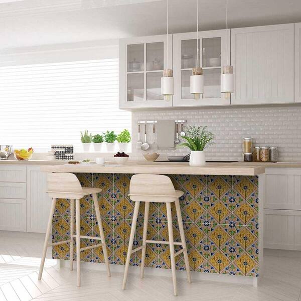 Kitchen grey and yellow tiles kitchen flooring