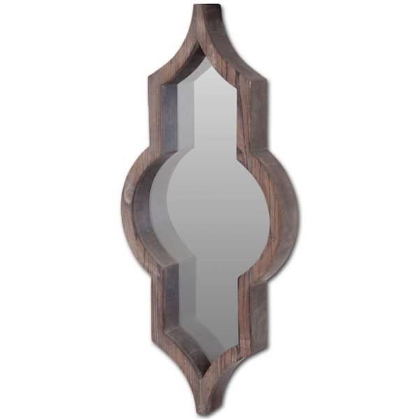 HomeRoots Mariana 34 in. x 3 in. Classic Irregular Framed Brown Vanity Mirror