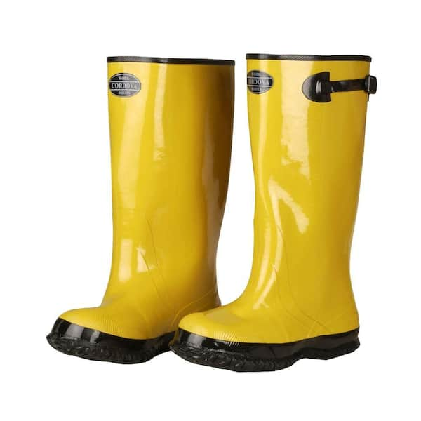 Cordova 17 in. Over The Boot Rubber Slush Boot Cotton Lined Hi Vis Yellow Top Strap and Buckle Size 16