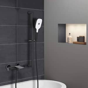 1-Spray Double-Handles Bathtub Faucet with Handheld Shower and Adjustable Slide Bar in Black (Valve Included)