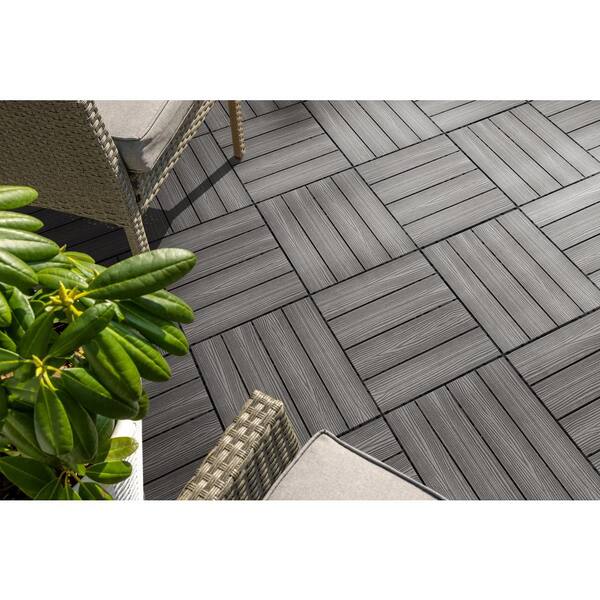 Design House Square 1 ft. x 1 ft. Wood-Plastic Composite Deck Tiles in Modern Ebony (6-Pack)