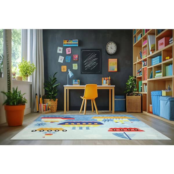 Kidz Multi 4 ft. x 6 ft. Children Polyester Area Rug