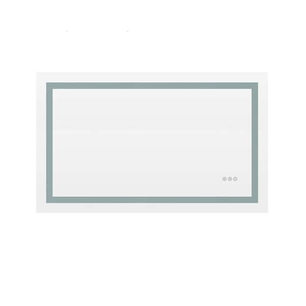Interbath 40 in. W x 20 in. H Rectangular Frameless LED Mirror Dimmable Defogging Wall-Mounted Bathroom Vanity Mirror