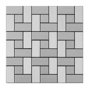 California Silver Stainless Steel 11.3 in. x 11.3 in. x 5mm Metal Peel and Stick Wall Mosaic Tile (5.32 sq.ft./Case)