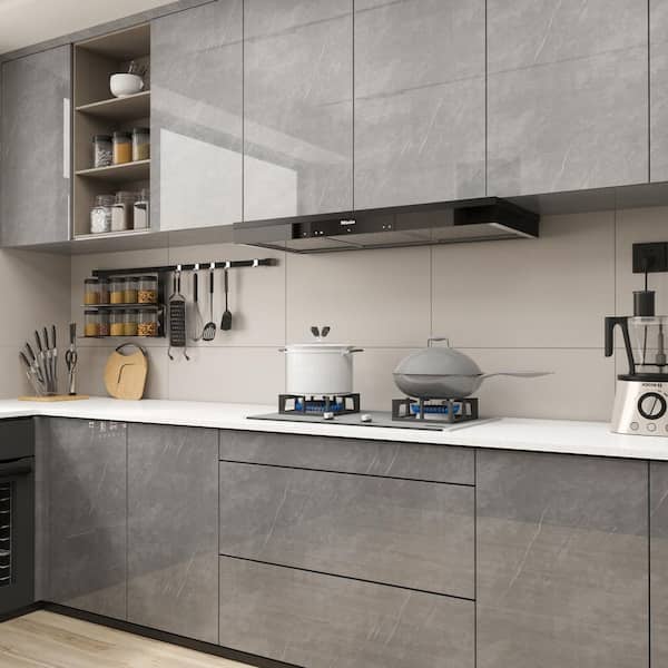 Self Adhesive Peel and Stick Wallpaper Contact Paper Grey Wallpaper Cabinet Countertops (2-Roll, 15.7 in. x 118.11 in.)