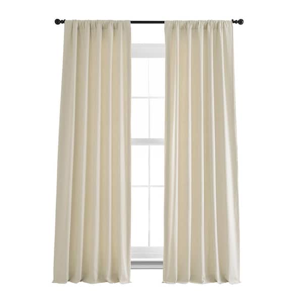 Exclusive Fabrics & Furnishings Ancient Ivory French Linen Rod Pocket Room Darkening Curtain 50 in. W x 108 in. L Single Window Panel