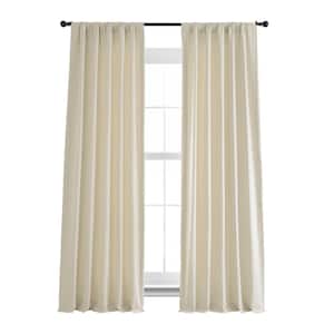 Ancient Ivory French Linen Rod Pocket Room Darkening Curtain 50 in. W x 120 in. L Single Window Panel