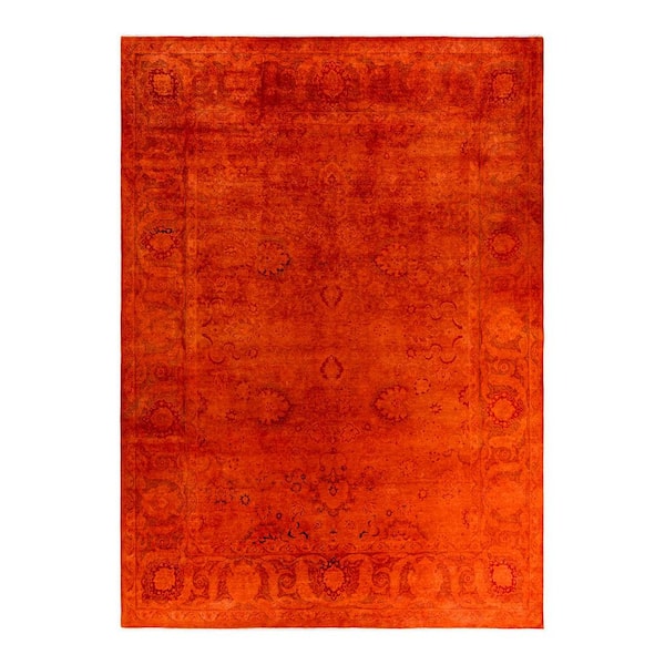 Overdyed Red 9 ft. x 12 ft. Solid Wool Indoor Area Rug
