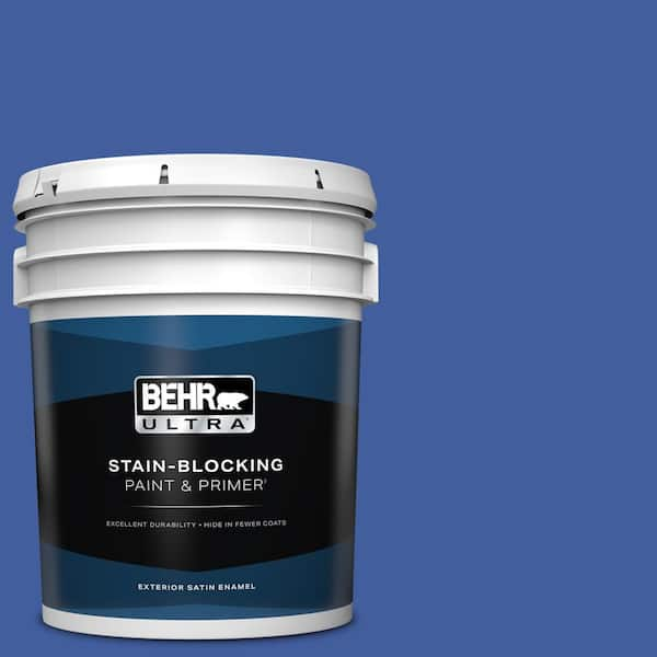 BEHR ULTRA 5 gal. #BIC-21 Blue Dahlia Satin Enamel Exterior Paint & Primer