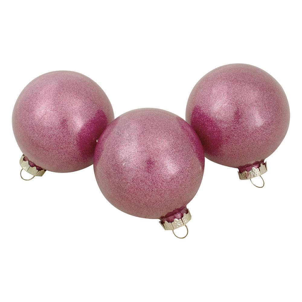 Magenta Pink Mercury Glass Christmas Ornament Set, 12 Pieces