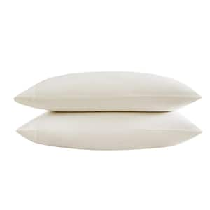 Solid 800-Thread Count 2-Piece Beige Sateen Cotton Blend Queen Pillowcase Pair