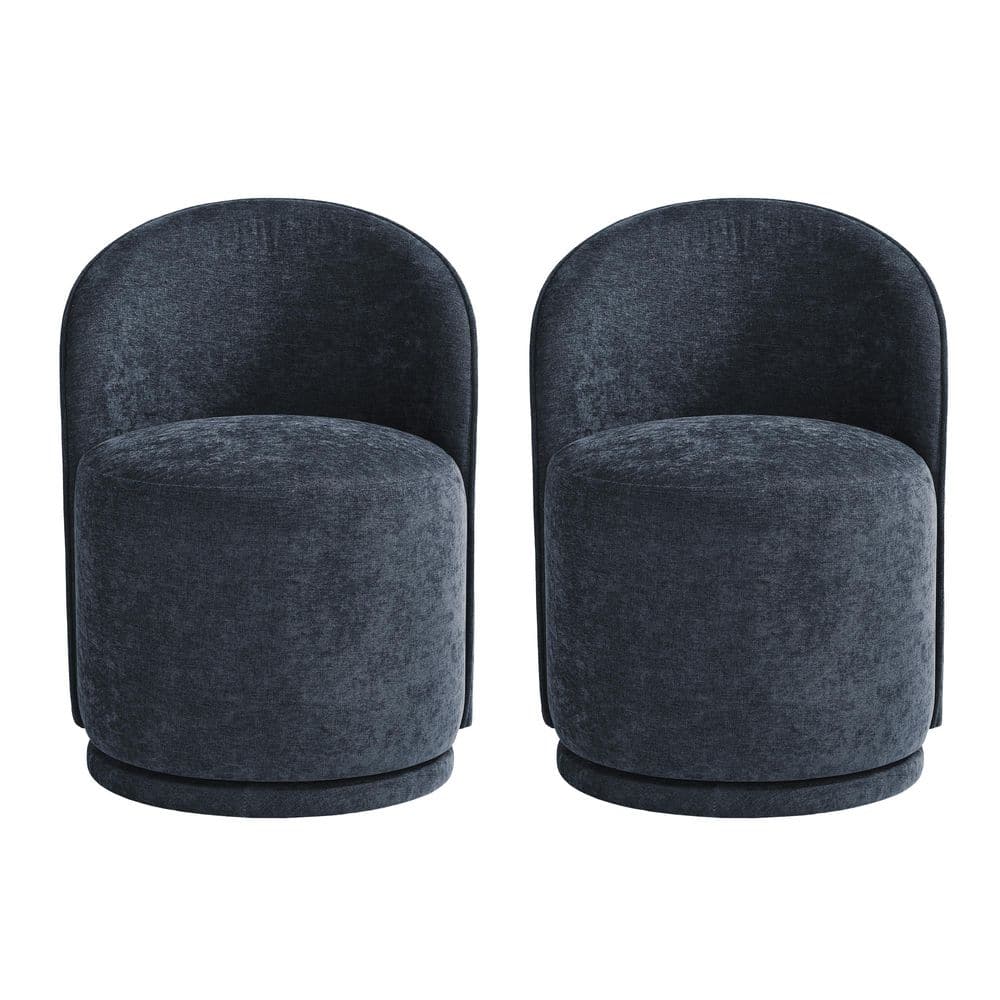 Uixe Navy Blue Linen Polyester Swivel Dining Side Chair (Set of 2