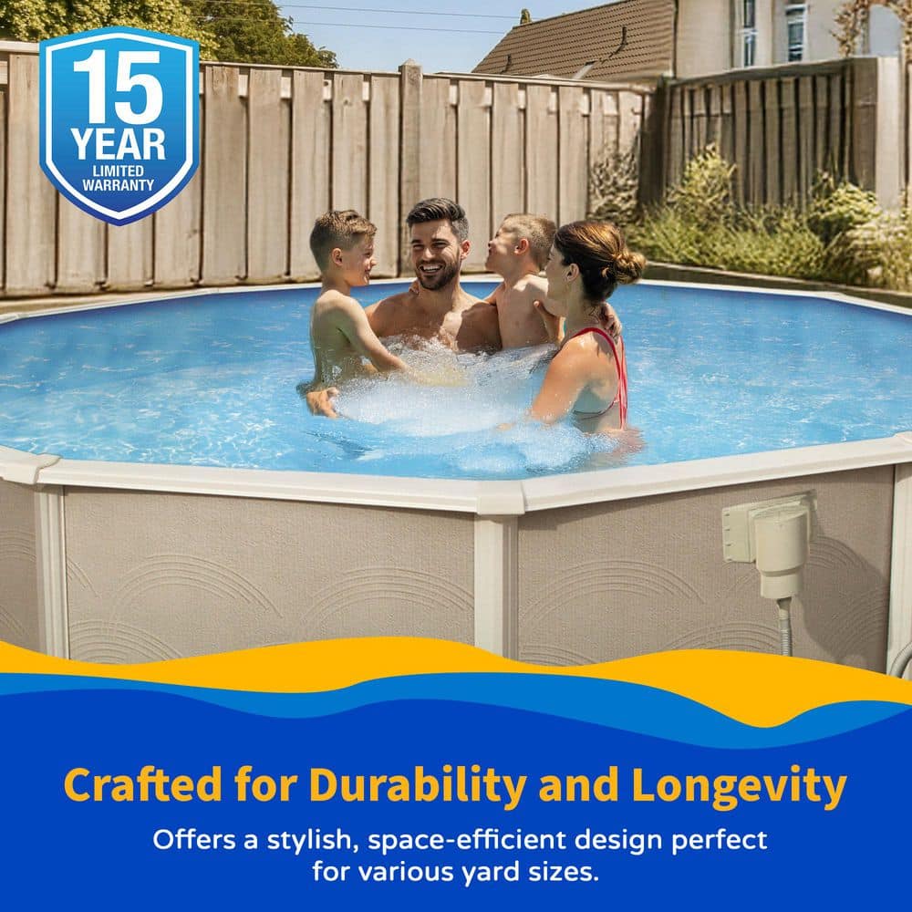 Belize Round 24' Steel Above-Ground Pool with Filter Pump
