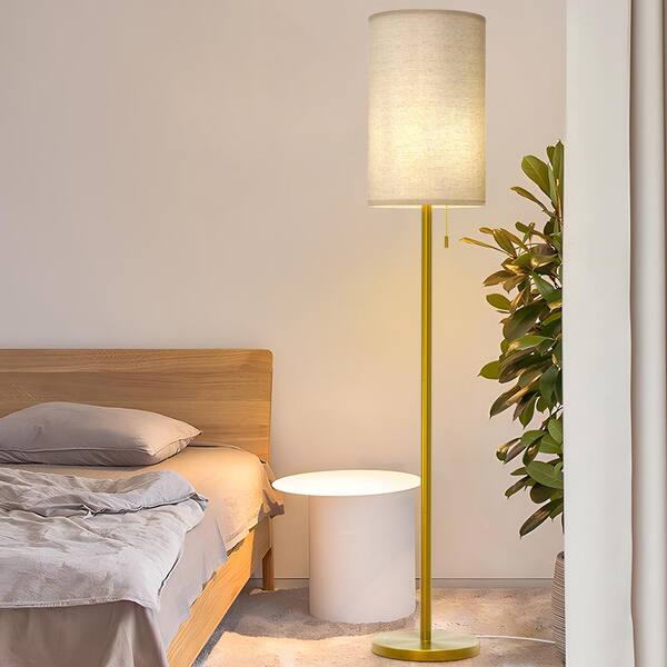 Maxax Chicago 65 in. Brass Standard Floor Lamp with Fabric