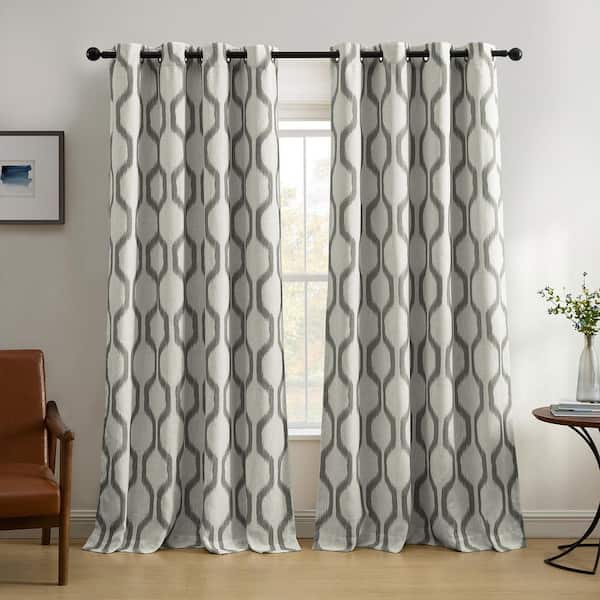 Slate Gray Ikat Blackout Curtain - 52 in. W x 95 in. L
