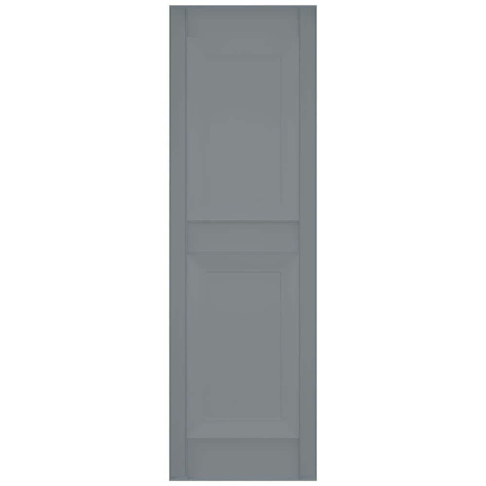 Platinum Gray Raised Panel Vinyl Decorative Shutters, 12" x 51"