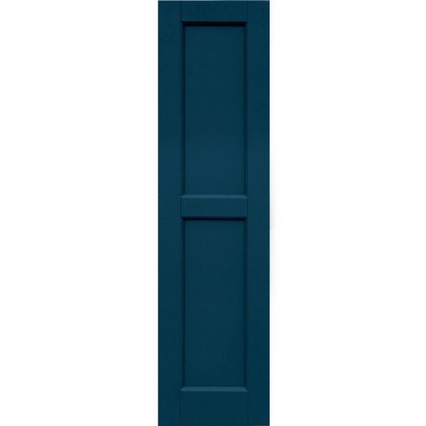 Winworks Wood Composite 12 in. x 46 in. Contemporary Flat Panel Shutters Pair #637 Deep Sea Blue