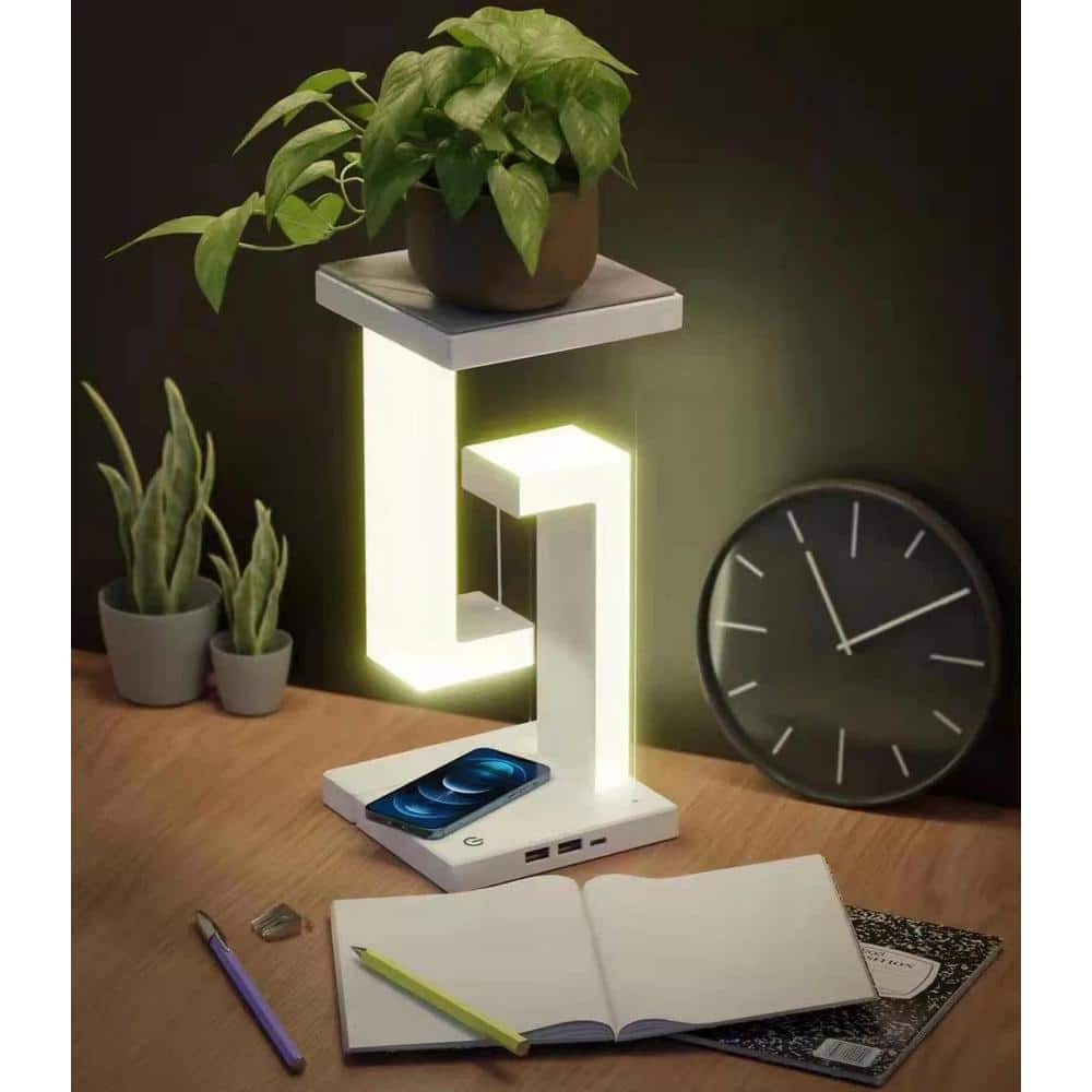 Etokfoks 21 in. Black Aluminum Integrated LED Branch Shaped Table Lamp for Living Spaces with Stepless Dimming and Remote Control