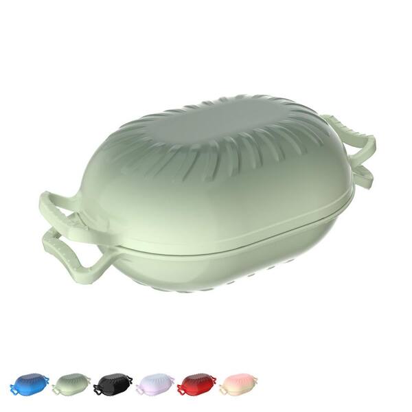 5 qt. Candy‑Shaped Enameled Cast Iron in Green Oval Bread Baker with Heat‑Resistant Mitts and Pot Mat