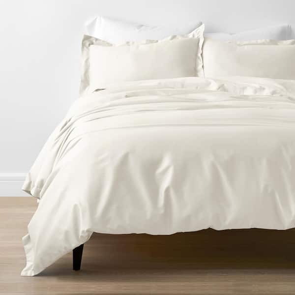 The Company Store Company Cotton Rayon Made From Bamboo Ivory Sateen Twin Duvet Cover