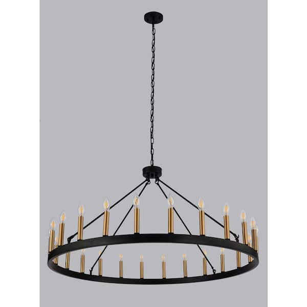 Aiwen 24 Light Black Candle Style Wagon, Home Depot Black Candle Chandelier