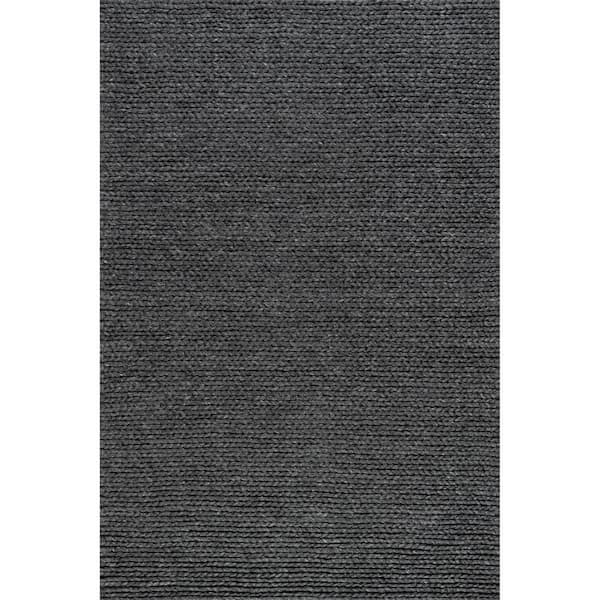 Penelope Braided Wool Area Rug Charcoal 9 ft. x 12 ft. Area Rug