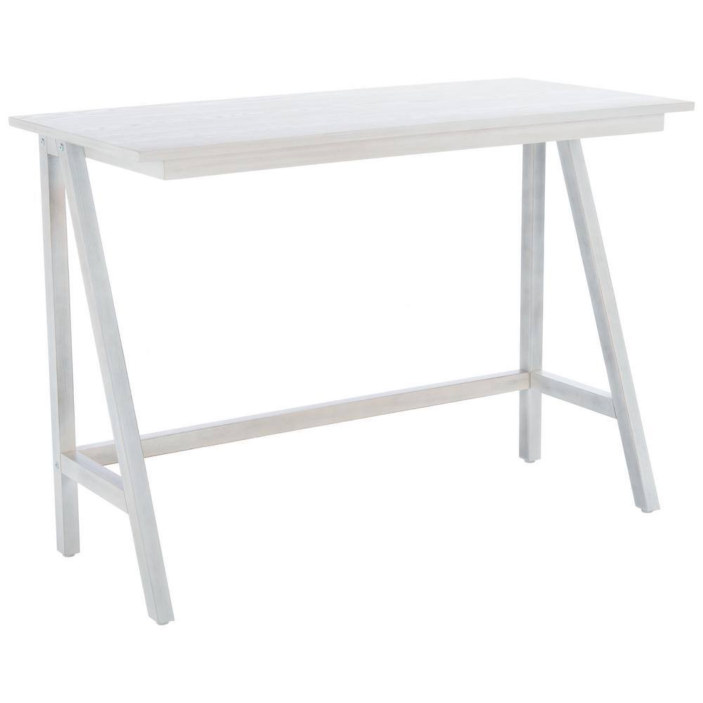Asymmetrical Whitewashed Mahogany Desk with Drawer