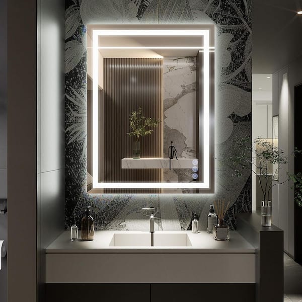 XRAMFY 23.6 in. W x 31.5 in. H LED Frameless Bathroom Vanity Mirror Wall Mirror