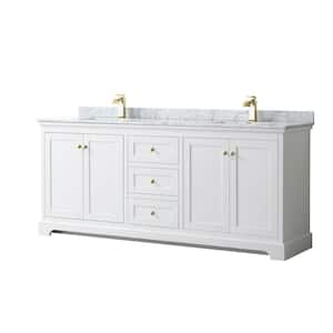 Wyndham Collection Avery 80 in. W x 22 in. D Bathroom Vanity in White ...