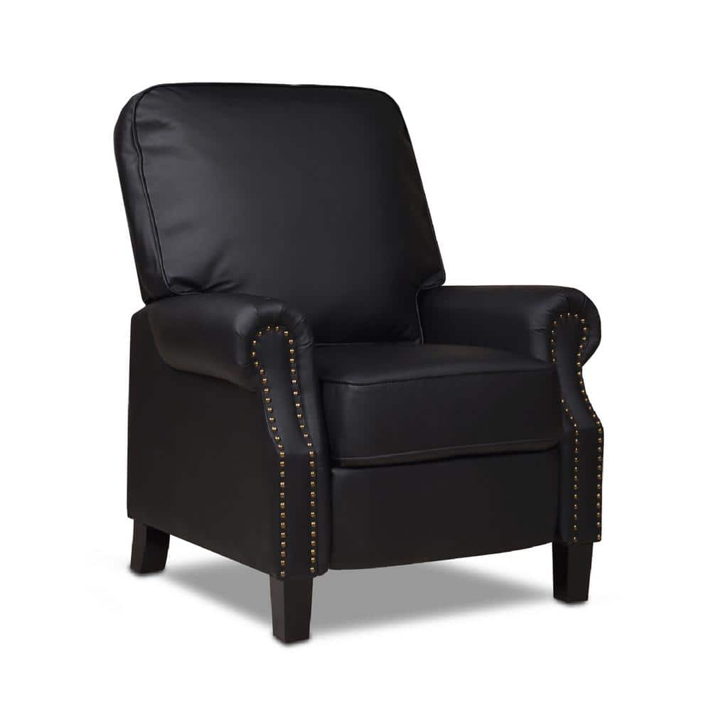 Jennifer Taylor Auden Traditional 34 in. Ink Black Bonded Leather Manual  Recliner Living Room Accent Chair 60090-U031 - The Home Depot