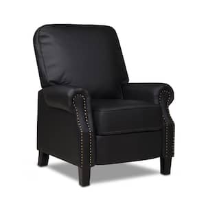 Auden Traditional 34 in. Ink Black Bonded Leather Manual Recliner Living Room Accent Chair