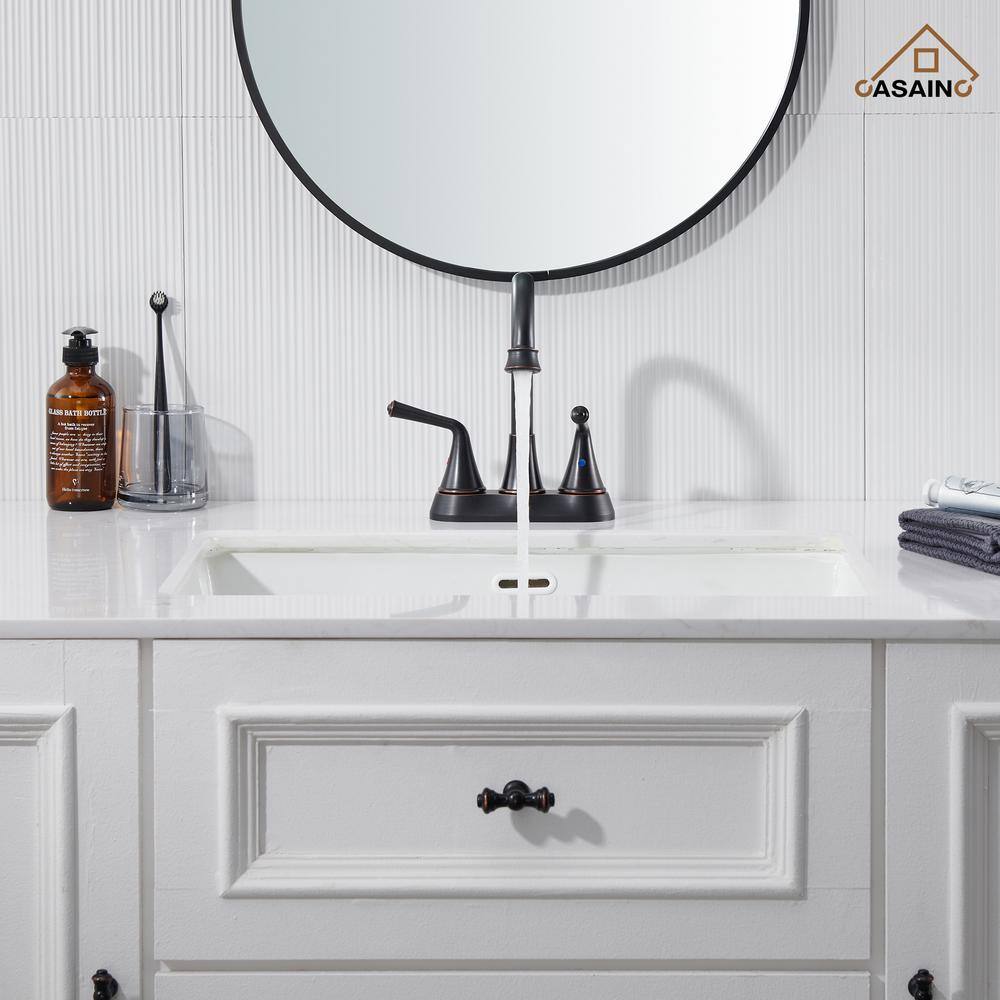 Oil Rubbed Bronze 4-Inch 2-Handle Stainless Steel Bathroom Faucet