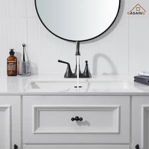 4 in. Centerset Double Handle Bathroom Sink Faucet with 360° Swivel Spout, Stainless Steel Drain in Oil Rubbed Bronze