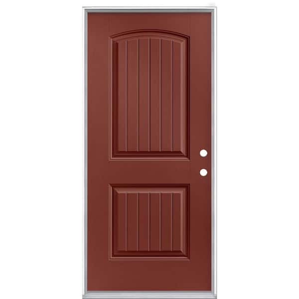 Masonite 36 in. x 80 in. Cheyenne 2-Panel Left Hand Inswing Painted Smooth Fiberglass Prehung Front Exterior Door No Brickmold