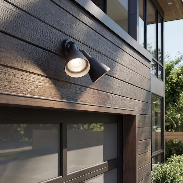 2-Light Adjustable Swivel Black Flood Light Par Lampholder Outdoor Wall Light with Cover