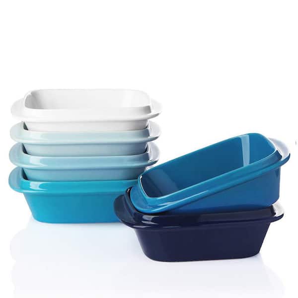 6-Piece Square Porcelain Ramekin Baking Dish Set with Handle, Stackable, Easy Clean, Multi-Purpose Use