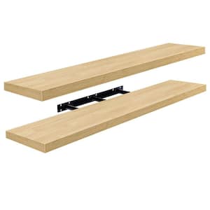 2 Pack Extra Long Floating Shelves for Wall, 47 in. W x 9.25 in. D Maple Wood Decorative Wall Shelf, Wall Mounted Decor