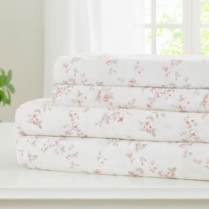 Printed 4-Piece Microfiber Sheet Set Kashmir Rose Clay Cal King