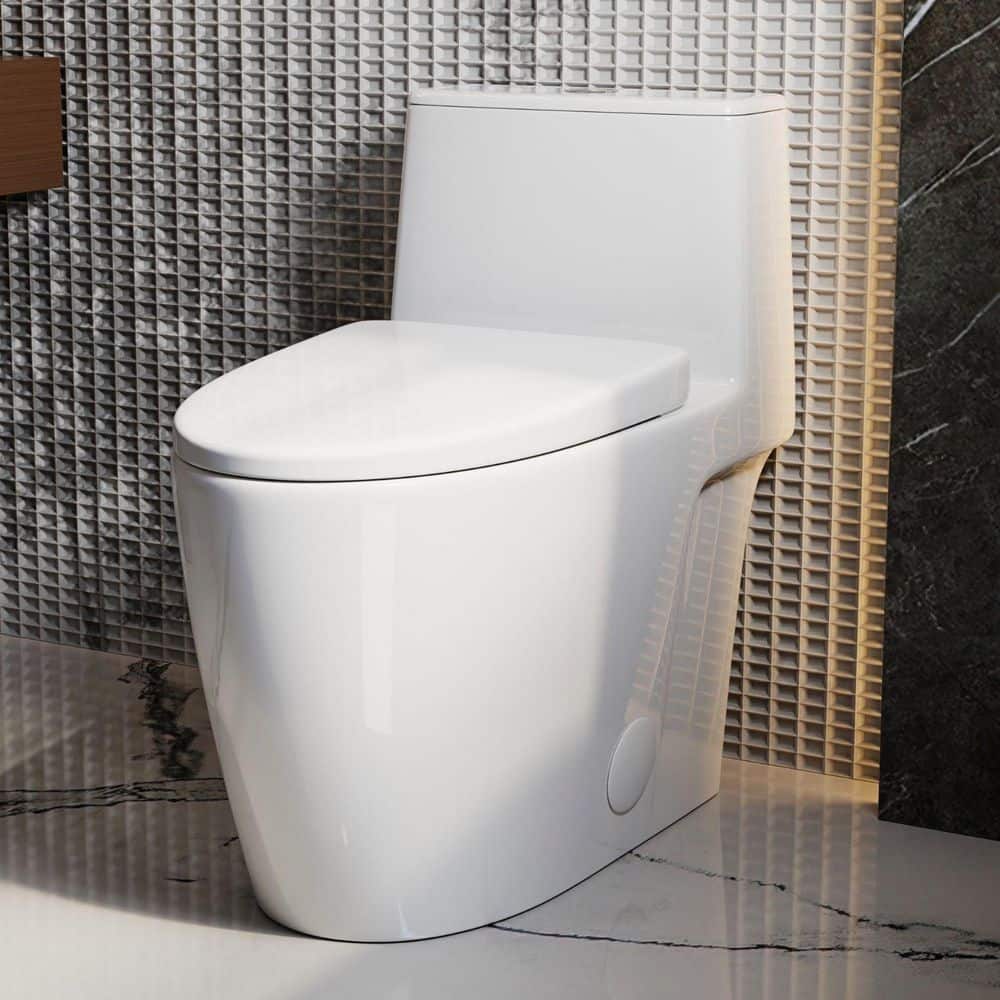 Elongated Two Piece Toilet 17" ADA Comfort Height - 0.8/1.28 GPF Dual Flush With Nano Self-Cleaning Glaze, Soft Close Seat