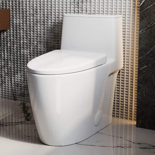 1-Piece Toilet 17.3 in ADA Comfort Height, Elongated White Toilet Bowl, 1.0/1.28 GPF Rimless Cyclone Dual Flush