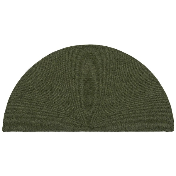 Braided 3 ft. x 5 ft. Specialty Green Solid Color Gradient Washable Area Rug