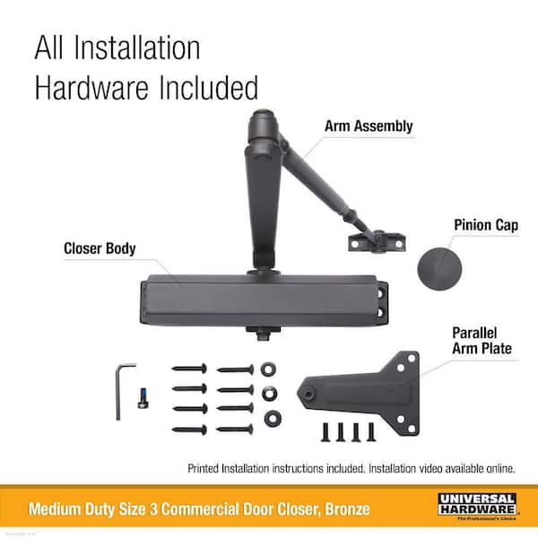 DOOR CLOSER 3ヶセット Universal Hardware Size 3 Medium Duty Commercial Door Closer