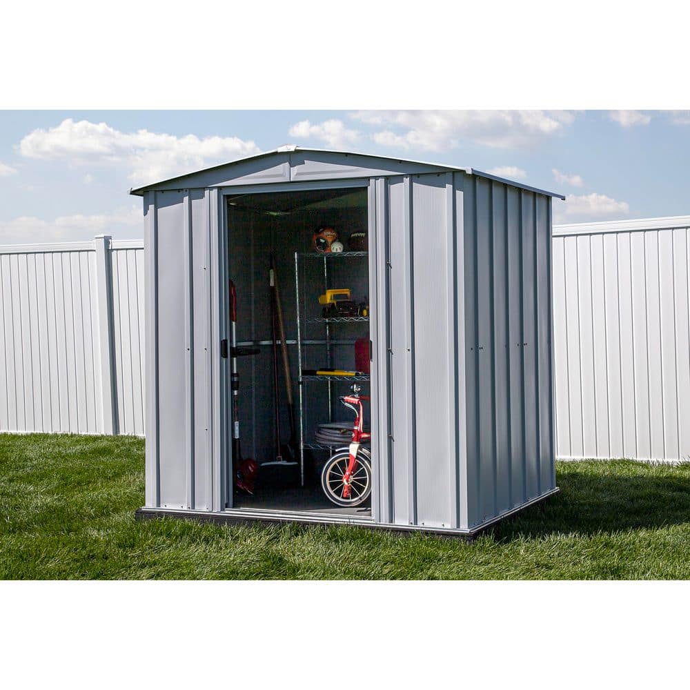 Arrow Classic 6x5 Flute Grey Steel Storage Shed with Sliding Doors