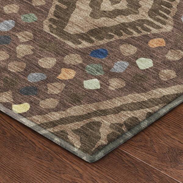 Mayfield Premium Machine Washable Abstract AMF2457 Brown 5 ft. x 7 ft. 6 in. Area Rug