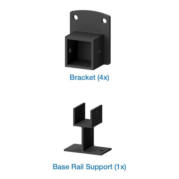 PEAK Aquatine Black 2 in. x 2 in. x 4 in. Aluminum Pool Fence Picket Bracket Kit