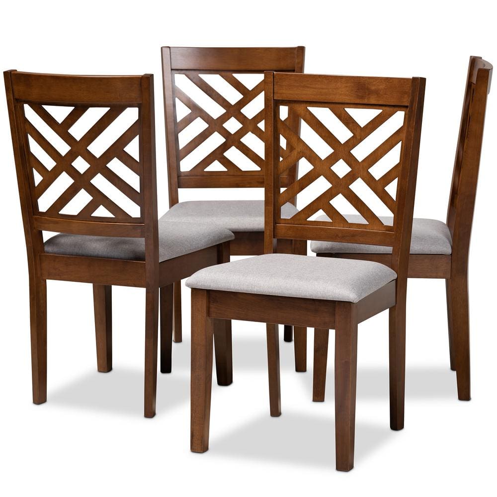 Parsons High-Back Grey & Walnut Cane Wood Dining Chair Set